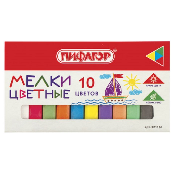 мел цветной 10 цв. ПИФАГОР 221168 мел цветной 10 цв. ПИФАГОР 221168