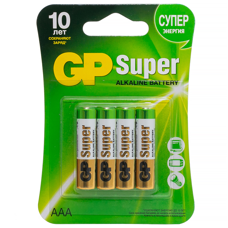 батарейка мизинчиковая GP Super AAA/LR03 алкалиновая CR4 батарейка мизинчиковая GP Super AAA/LR03 алкалиновая CR4
