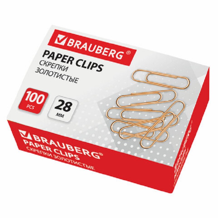 скрепки золотые 28 мм Brauberg 100 шт 221529 скрепки золотые 28 мм Brauberg 100 шт 221529
