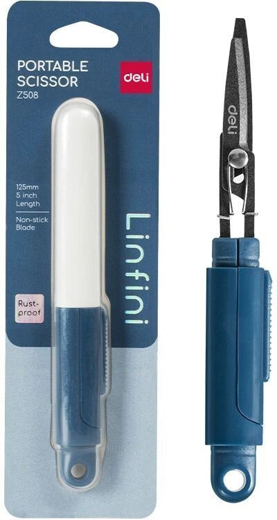 ножницы 12,5 см портативные Deli Linfini EZ508Blue ножницы 12,5 см портативные Deli Linfini EZ508Blue