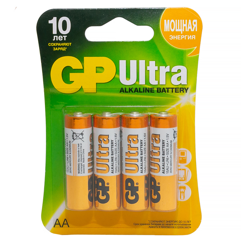 батарейка пальчиковая GP Ultra AA/LR06 алкалиновая BC4 батарейка пальчиковая GP Ultra AA/LR06 алкалиновая BC4